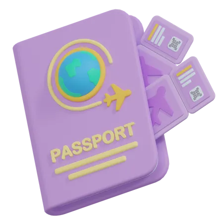 Pasaporte y billete de avión  3D Icon