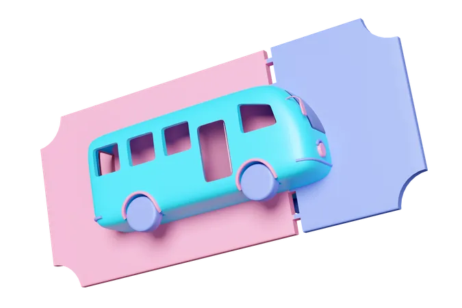 Bilhete De Onibus 3 D Servico De Viagens Planejamento De Turismo De Viajantes Isolado 3D Icon