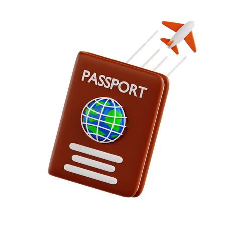 Passaporte com avião  3D Icon