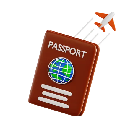 Passaporte com avião  3D Icon