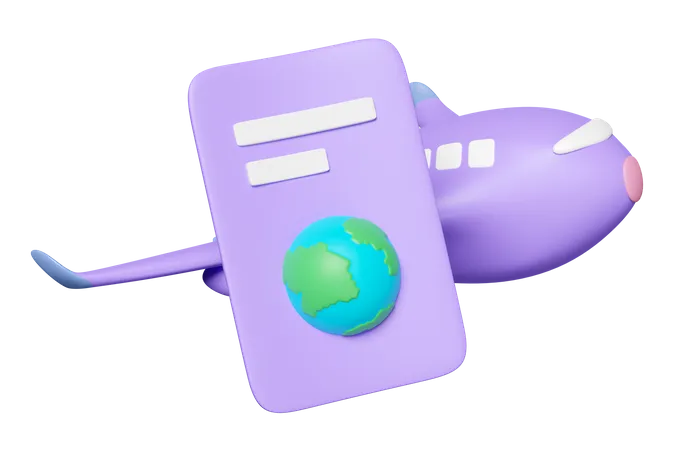 Passaporte e avião  3D Icon