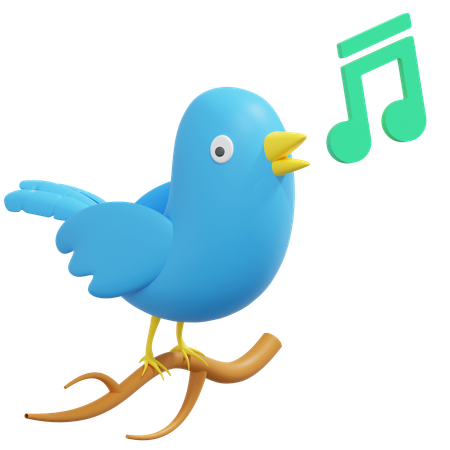 Pássaro azul cantando  3D Icon