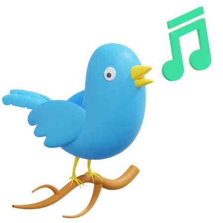Pássaro azul cantando  3D Icon