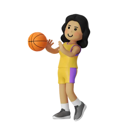 Vorbeikommendes Basketballspieler-Mädchen  3D Illustration