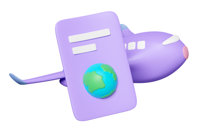 Passeport et avion  3D Icon