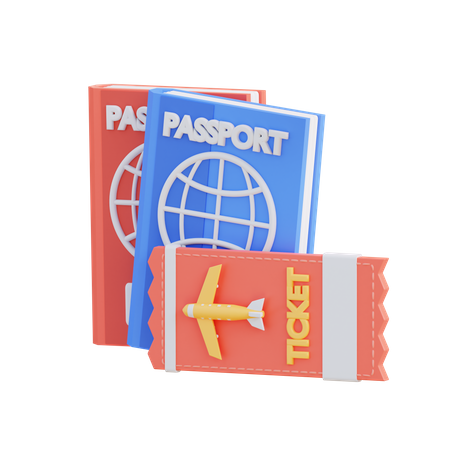 Passeport et billet d'avion  3D Icon