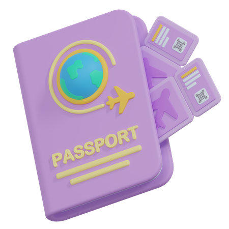 Passeport et billet d'avion  3D Icon