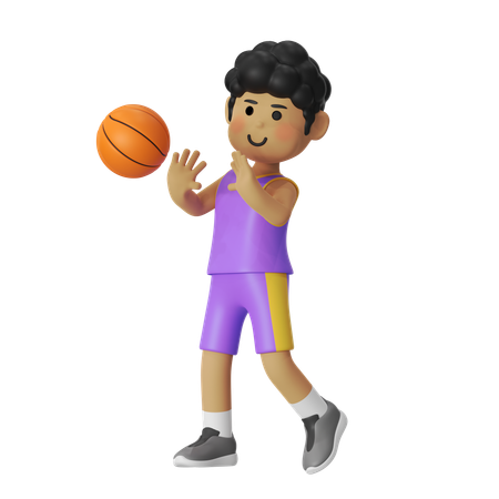 Passing Basketball Player Boy  3D Illustration