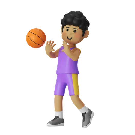 Passing Basketball Player Boy  3D Illustration