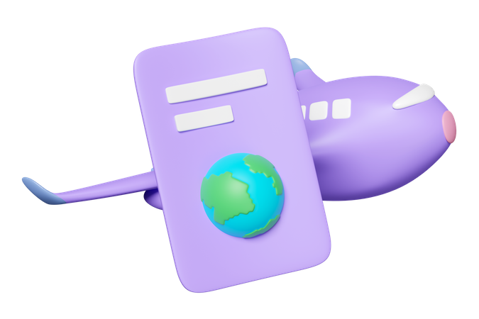 Passport And Airplane 3D Icon