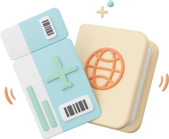 Passport And Flight Ticket 3D Icon