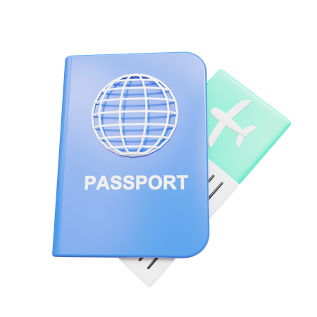 Passport and ticket  3D Icon
