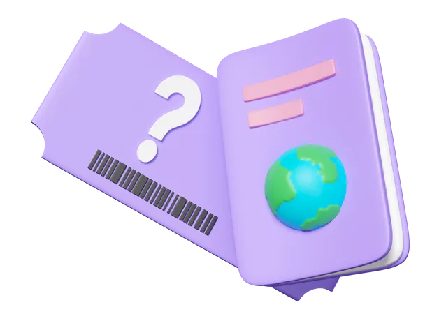 3 D Passport Or International Travel With Ticket Question Mark Symbol Isolated 3D Icon
