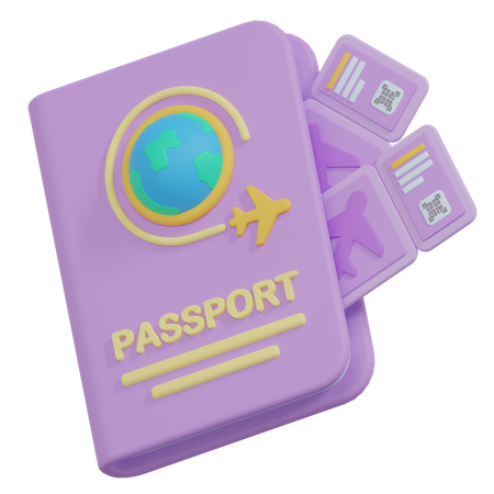 Passport And Ticket Airplane  3D Icon