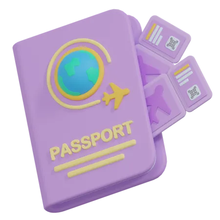 Passport And Ticket Airplane 3D Icon