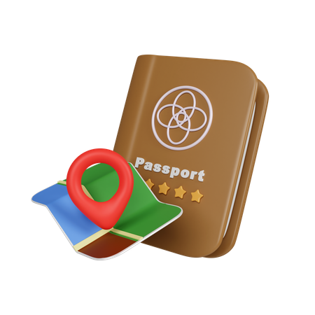 Passport With Map  3D Icon