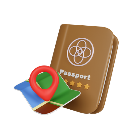 Passport With Map  3D Icon