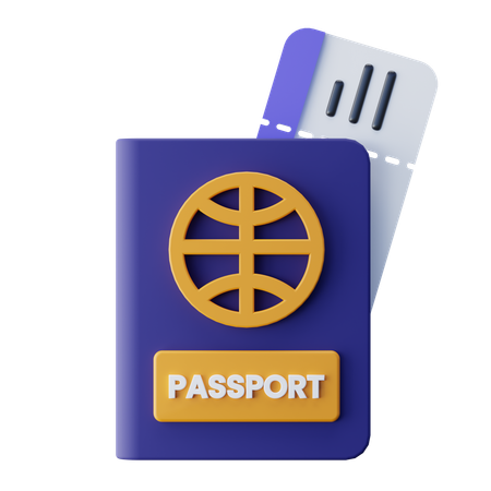 Passport With Plane Ticket  3D Icon