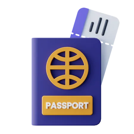 Passport With Plane Ticket  3D Icon