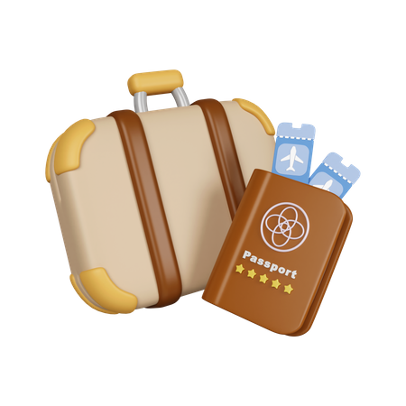 Passport With Suitcase  3D Icon