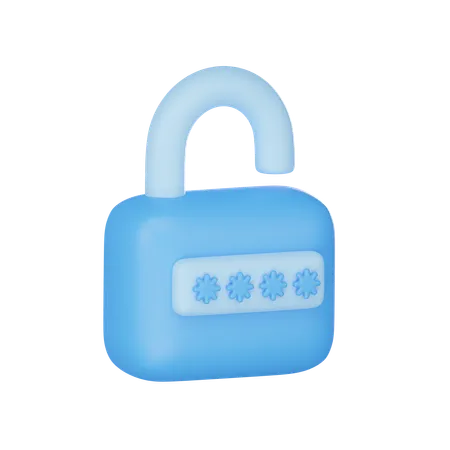 Open Lock Password 3 D User Interface Icon 3D Icon