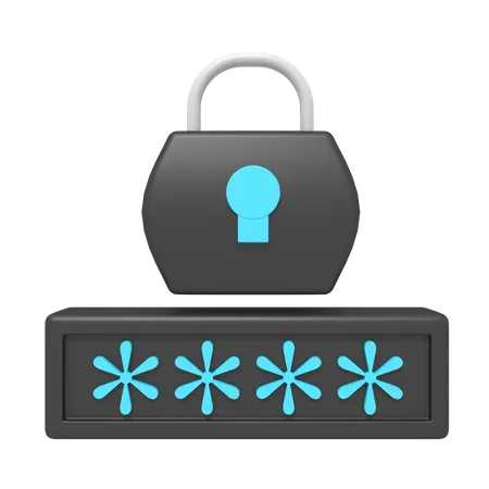 Open Security Padlock With Password 3D Icon