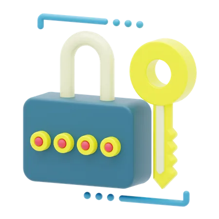 3 D Icon Of Password Represented With Lock And Key 3D Icon