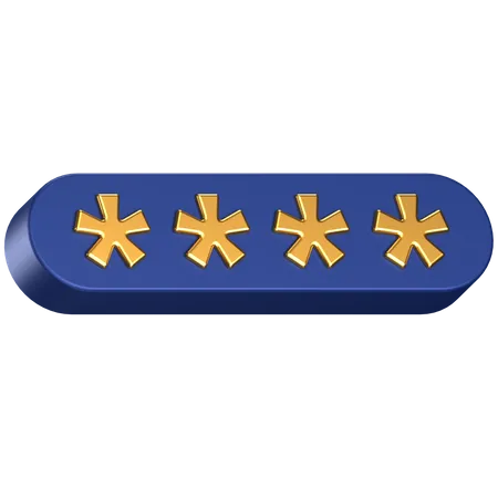 3 D Icon Of A Blue Gold Password Sign 3D Icon