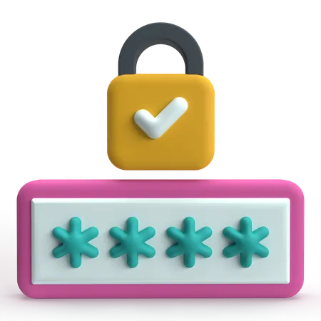 パスワード認証  3D Icon