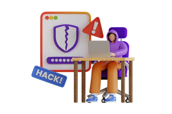 Password Hacking  3D Illustration