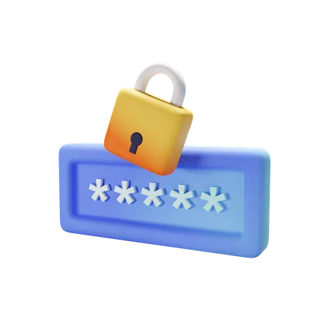 Password Below A Lock 3D Icon