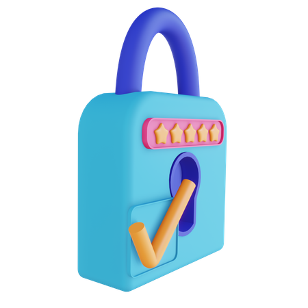 Password Lock Check  3D Illustration