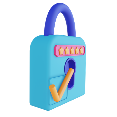 Password Lock Check 3D Illustration