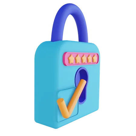 Password Lock Check  3D Illustration