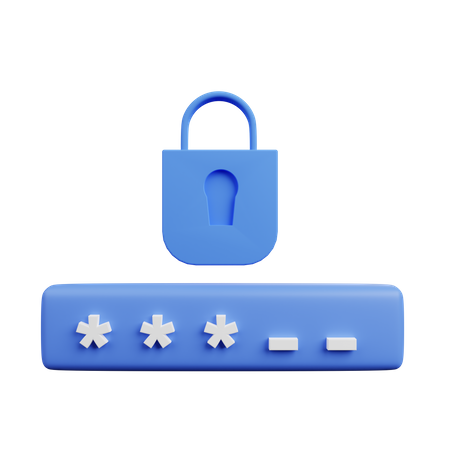 Password protected lock  3D Illustration