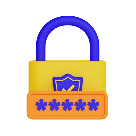 Password protected lock  3D Illustration