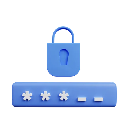 Password protected lock  3D Illustration