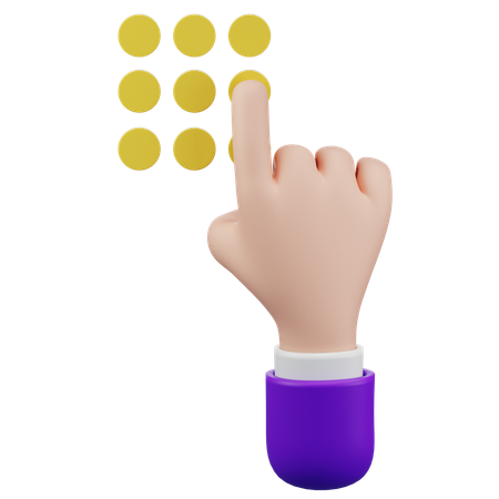 Password Unlock Hand Gesture  3D Icon