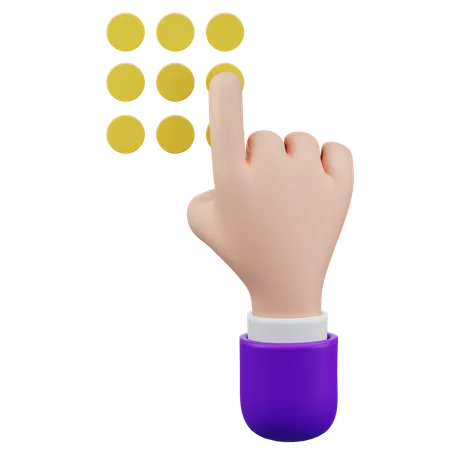 Password Unlock Hand Gesture  3D Icon