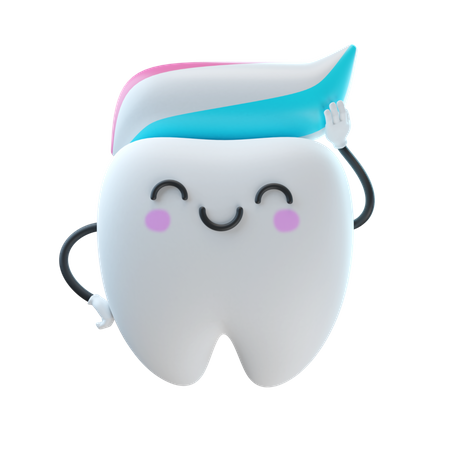 Pasta de dientes en el diente  3D Illustration