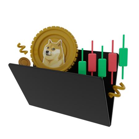 Pasta de pisada Dogecoin  3D Illustration