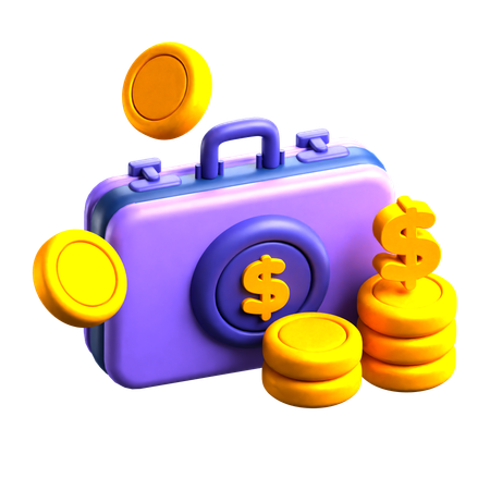 Maleta e dinheiro  3D Icon