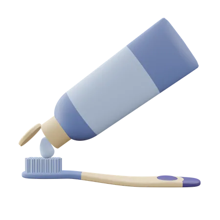 Pasta de dientes y cepillo  3D Icon