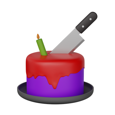 Pastel con cuchillo  3D Icon