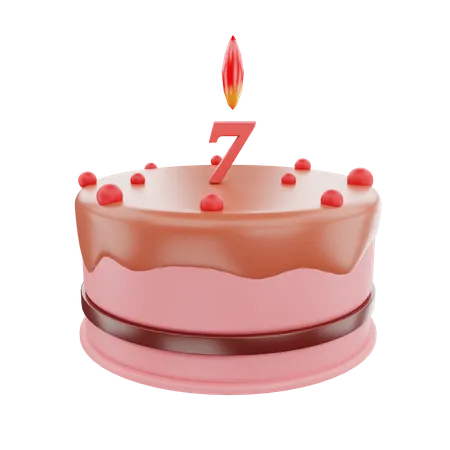 Pastel de séptimo cumpleaños  3D Icon