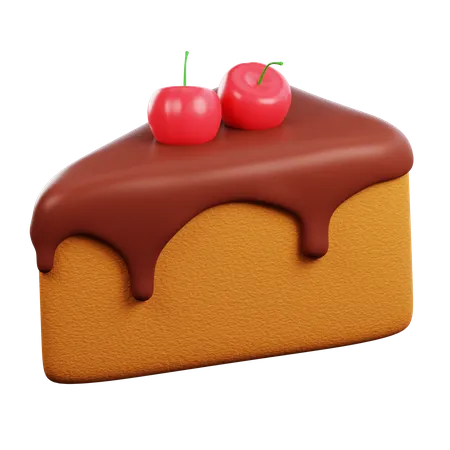 Pastel de chocolate derretido con crema y cereza  3D Icon