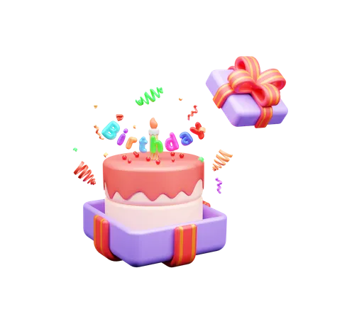 Pastel de cumpleaños  3D Icon