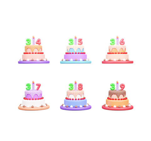 Pastel de cumpleaños  3D Icon