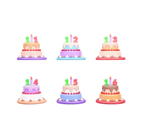 Pastel de cumpleaños  3D Icon