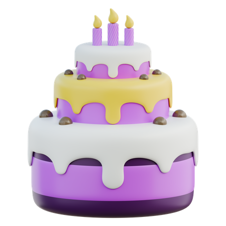 Pastel de cumpleaños  3D Icon